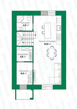 Таунхаус 146м², 2-этажный, участок 1 сот.