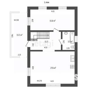 Дом 133м&sup2;, 2-этажный, участок 7 сот.  