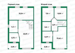 Таунхаус 110м², 2-этажный, участок 4 сот.  