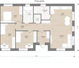 Дом 90м², 1-этажный, участок 8 сот.  