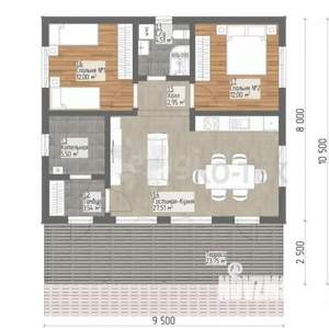 Дом 97м&sup2;, 1-этажный, участок 12 сот.  