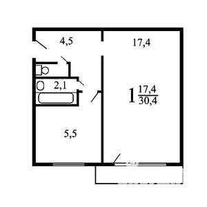 1-к квартира, на длительный срок, 31м2, 3/5 этаж