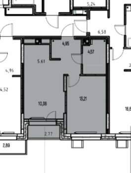 2-к квартира, на длительный срок, 39м2, 6/17 этаж
