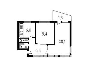 2-к квартира, на длительный срок, 46м2, 5/9 этаж