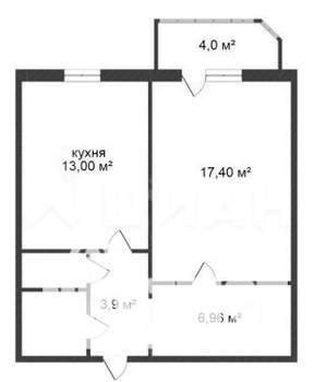 1-к квартира, на длительный срок, 46м2, 4/5 этаж