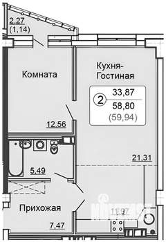 1-к квартира, на длительный срок, 60м2, 15/25 этаж