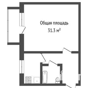 1-к квартира, на длительный срок, 31м2, 2/5 этаж