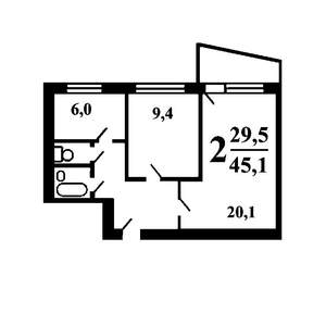 2-к квартира, на длительный срок, 47м2, 8/9 этаж