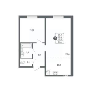 2-к квартира, вторичка, 58м2, 4/17 этаж