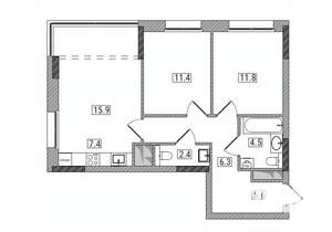 3-к квартира, вторичка, 65м2, 6/17 этаж