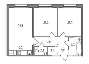 3-к квартира, вторичка, 60м2, 1/17 этаж