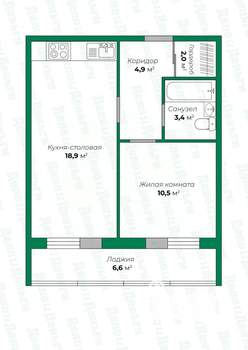2-к квартира, вторичка, 43м2, 16/18 этаж