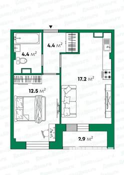 1-к квартира, вторичка, 39м2, 4/20 этаж
