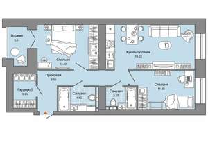 2-к квартира, вторичка, 68м2, 4/8 этаж