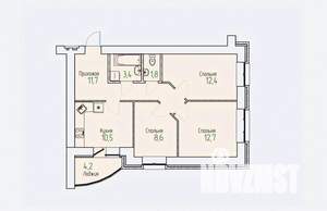 3-к квартира, строящийся дом, 63м2, 2/14 этаж