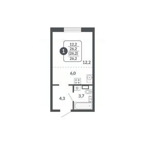 1-к квартира, вторичка, 26м2, 15/17 этаж