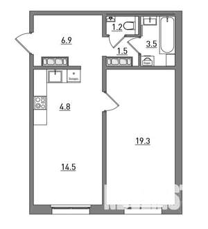 2-к квартира, вторичка, 52м2, 1/17 этаж