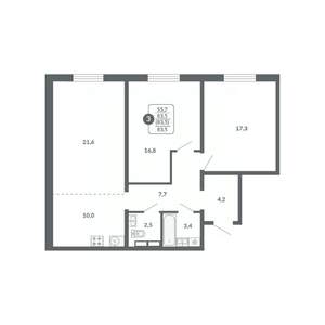 3-к квартира, вторичка, 84м2, 7/17 этаж