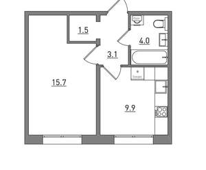 1-к квартира, вторичка, 34м2, 1/16 этаж