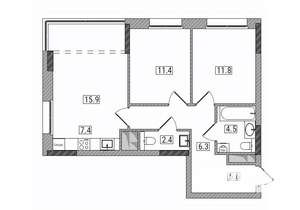3-к квартира, вторичка, 66м2, 16/17 этаж