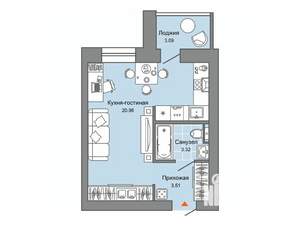 Студия квартира, строящийся дом, 29м2, 4/7 этаж