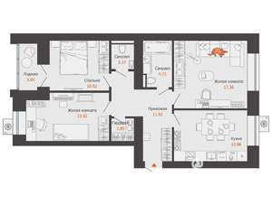 3-к квартира, вторичка, 77м2, 2/9 этаж