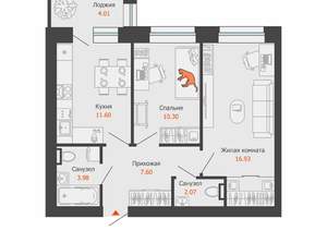 2-к квартира, вторичка, 54м2, 2/8 этаж