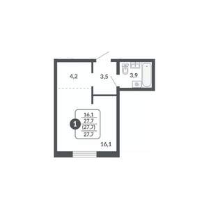 Студия квартира, вторичка, 28м2, 10/17 этаж