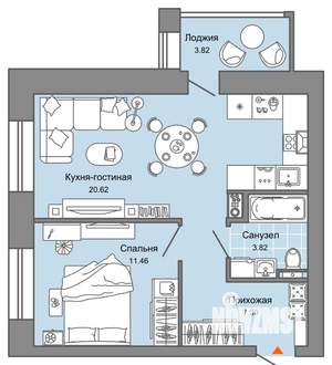 2-к квартира, вторичка, 45м2, 3/7 этаж