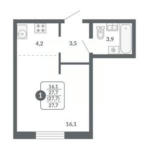 Студия квартира, вторичка, 28м2, 3/17 этаж