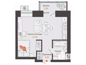 Студия квартира, вторичка, 30м2, 9/9 этаж