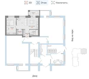 2-к квартира, вторичка, 45м2, 1/4 этаж