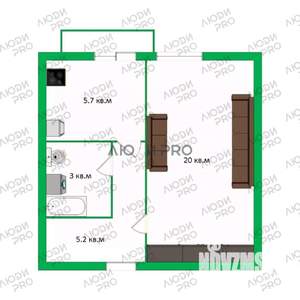 1-к квартира, вторичка, 34м2, 1/9 этаж