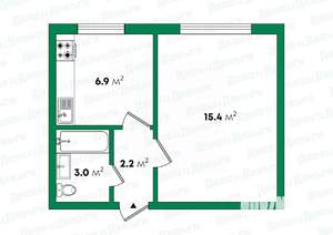 1-к квартира, вторичка, 28м2, 1/2 этаж