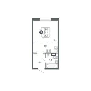 Студия квартира, вторичка, 26м2, 3/17 этаж