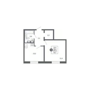 1-к квартира, вторичка, 41м2, 3/17 этаж