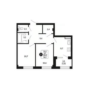2-к квартира, вторичка, 49м2, 13/17 этаж