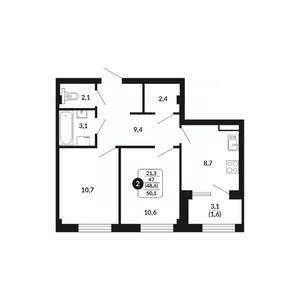 2-к квартира, вторичка, 49м2, 5/17 этаж