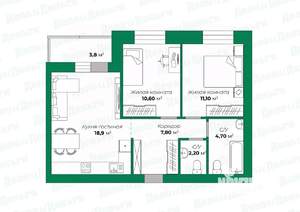 2-к квартира, вторичка, 58м2, 10/10 этаж