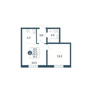 2-к квартира, вторичка, 42м2, 5/17 этаж