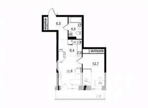 2-к квартира, вторичка, 43м2, 6/11 этаж