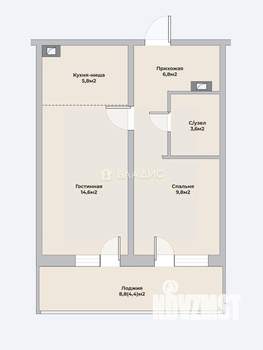 2-к квартира, вторичка, 49м2, 15/17 этаж