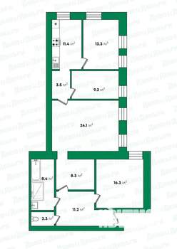 4-к квартира, вторичка, 108м2, 1/2 этаж