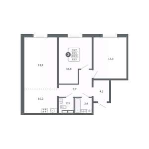 3-к квартира, вторичка, 84м2, 9/17 этаж