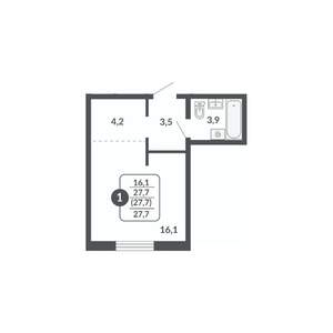 Студия квартира, вторичка, 28м2, 7/17 этаж