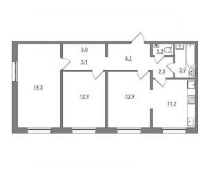 3-к квартира, вторичка, 76м2, 2/17 этаж