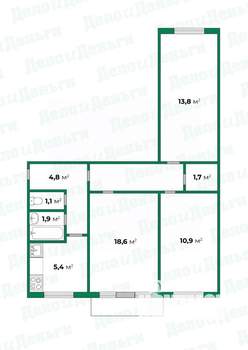 3-к квартира, вторичка, 58м2, 3/5 этаж