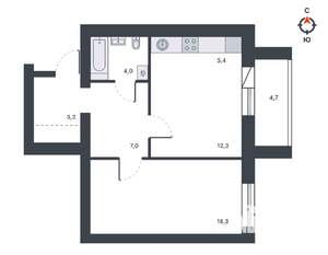 2-к квартира, вторичка, 57м2, 11/12 этаж