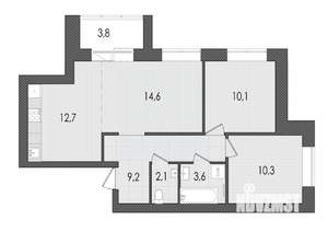 3-к квартира, вторичка, 66м2, 7/9 этаж