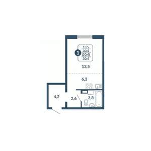 1-к квартира, вторичка, 30м2, 14/17 этаж